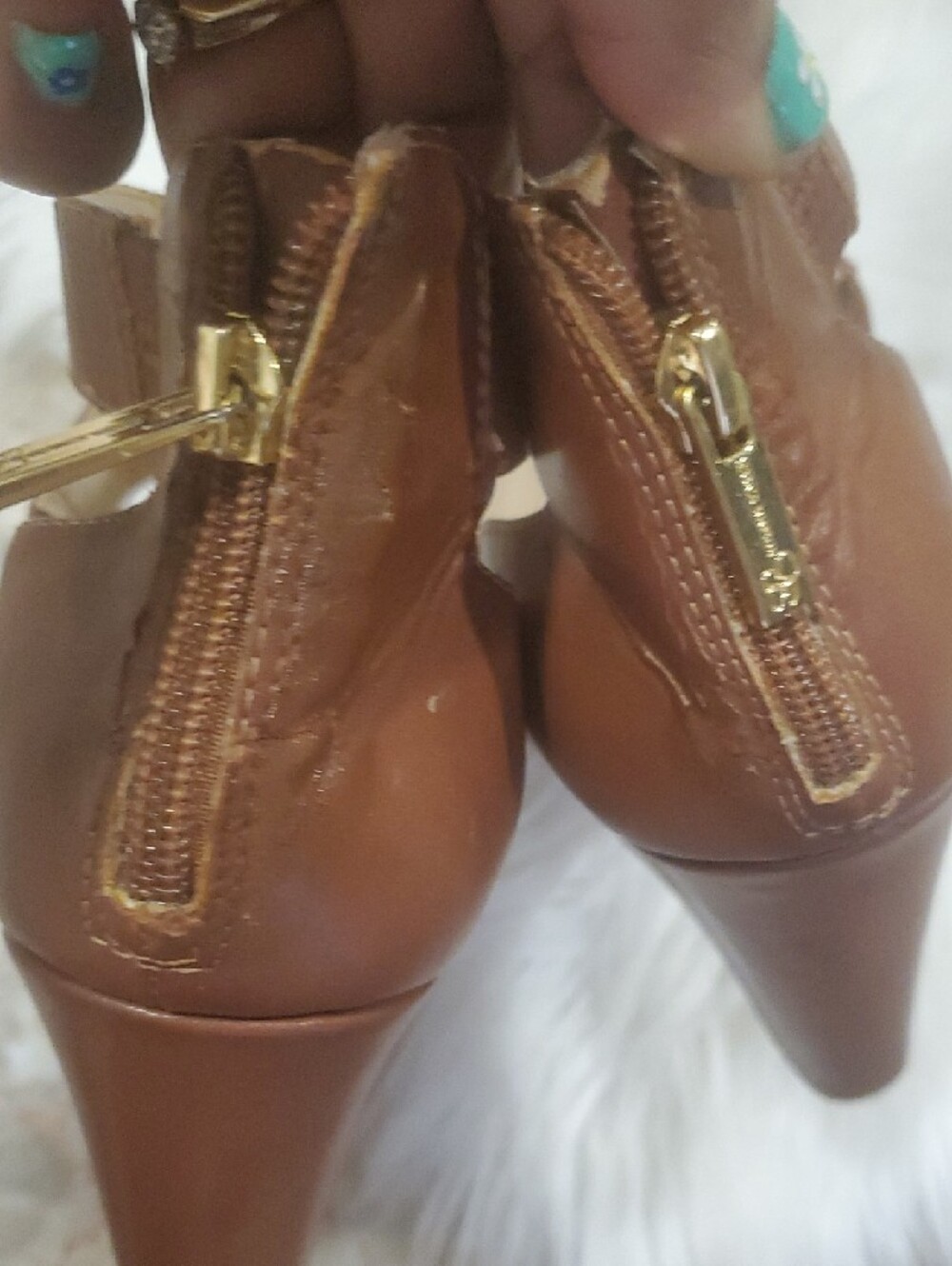 Jessica Simpson Brown Leather Crisscross Strap Wedge Heels Size 9 - Picture 12 of 15